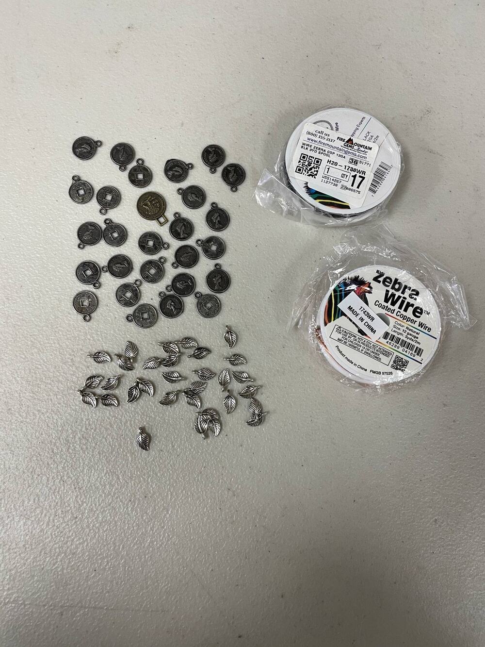 Jewelry Making Lot Queen Elizabeth Coin Charms Leaf Pendants Zebra Wire Crafts